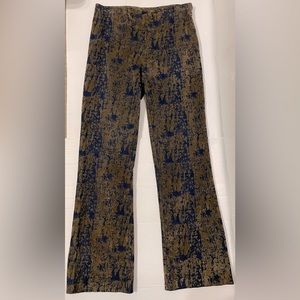 ISIS Los Angles Women’s Pants Stretch Navy /Army Green Textured Print Vintage S